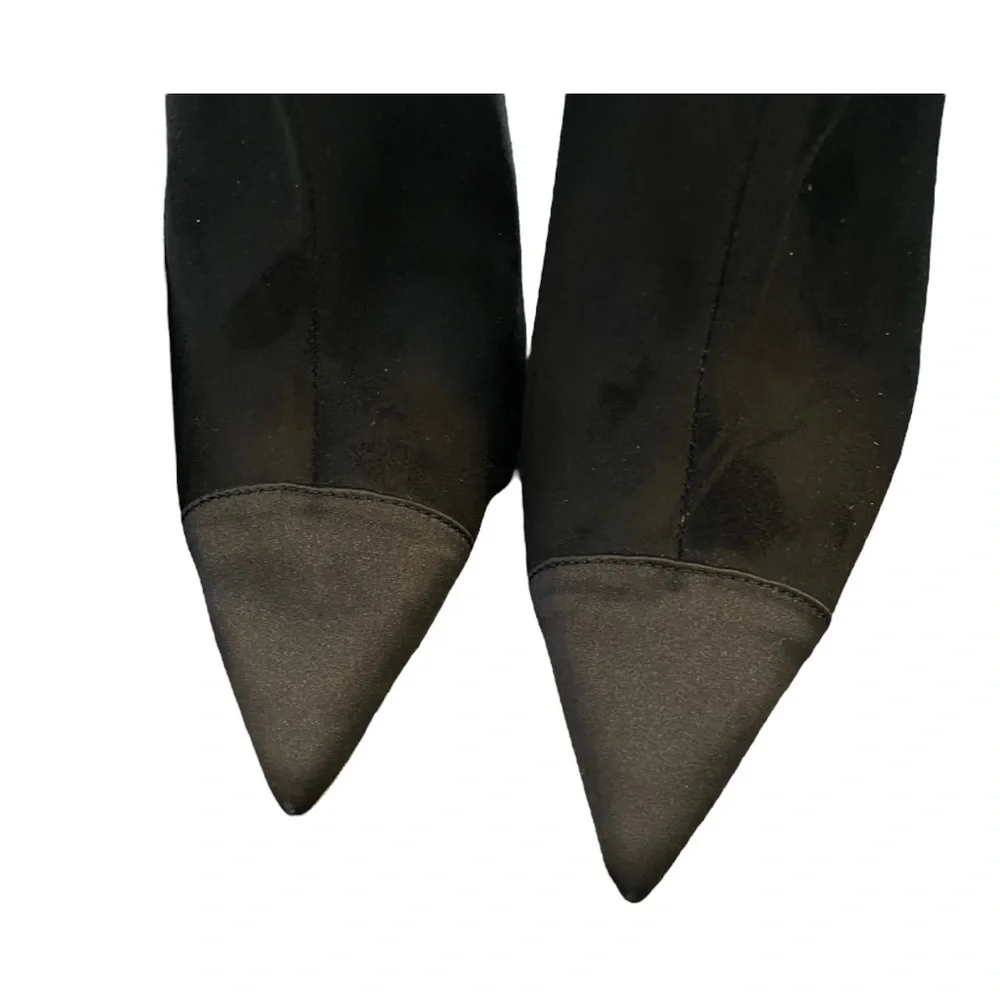 Good American Thigh High Over the Knee Black Suede Pointed Toe Boots NWT 7.5